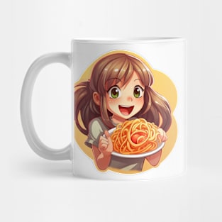 Cute Girl Eating Spaghetti Mug